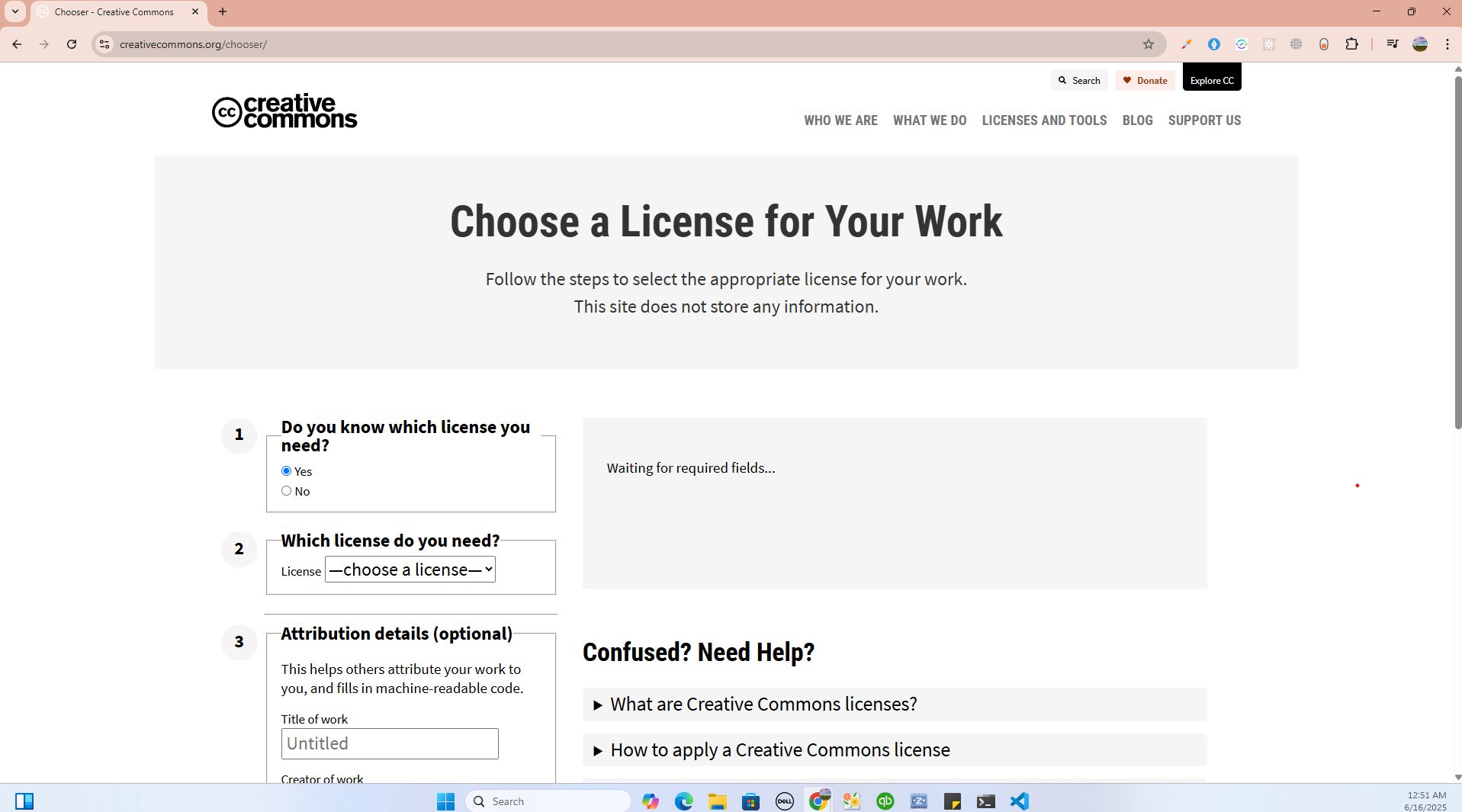 License Chooser Start