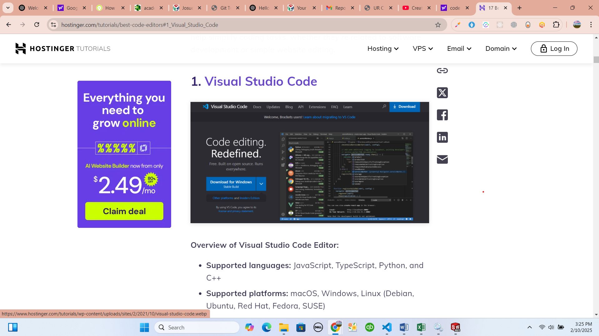 info about vs code