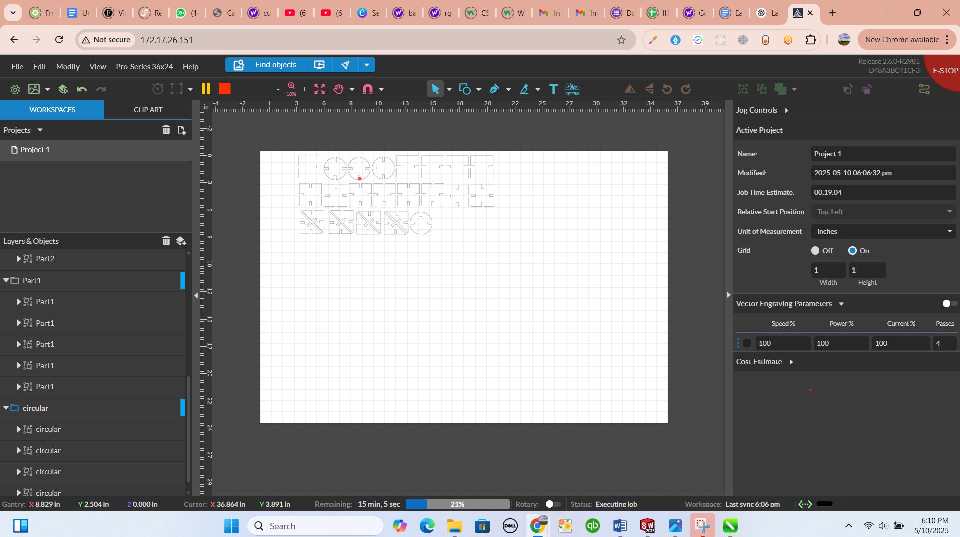2d of my parts in laser software