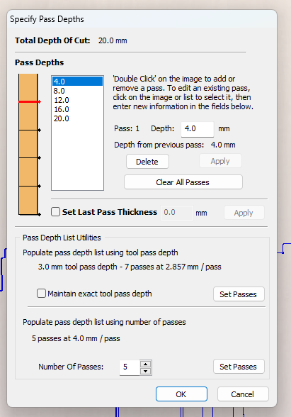 Pocket toolpath settings