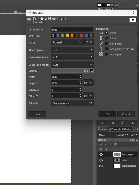 Layers panel with eye layers