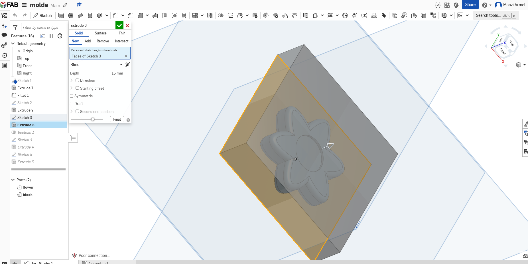 Using boolean operations to finalize the mold