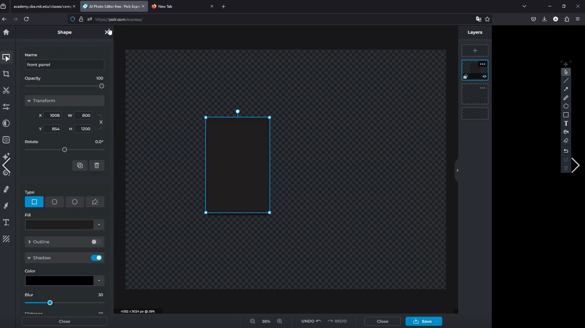 Creating the rectangle frame