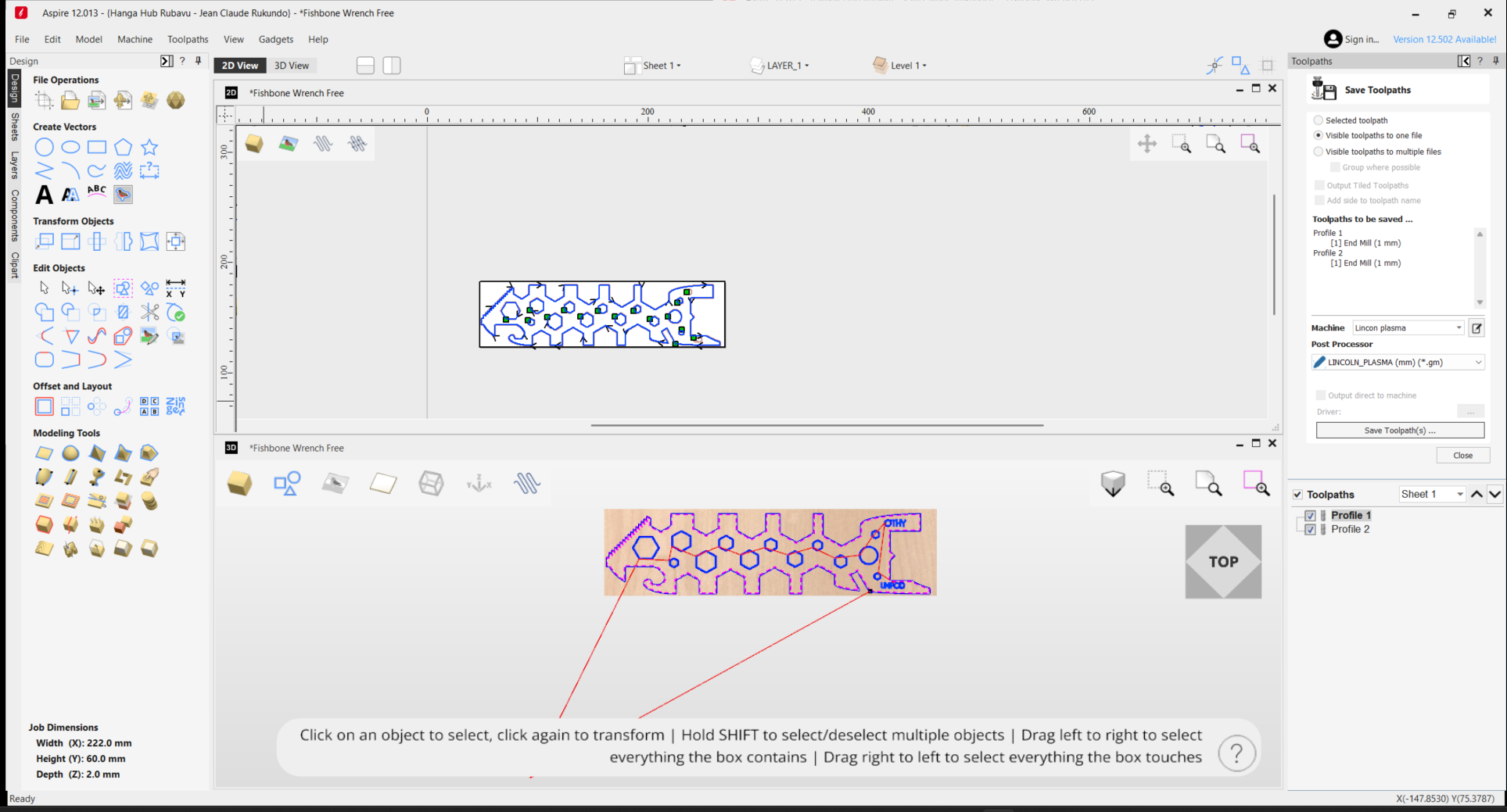Generating Toolpath and G-codes in Aspire