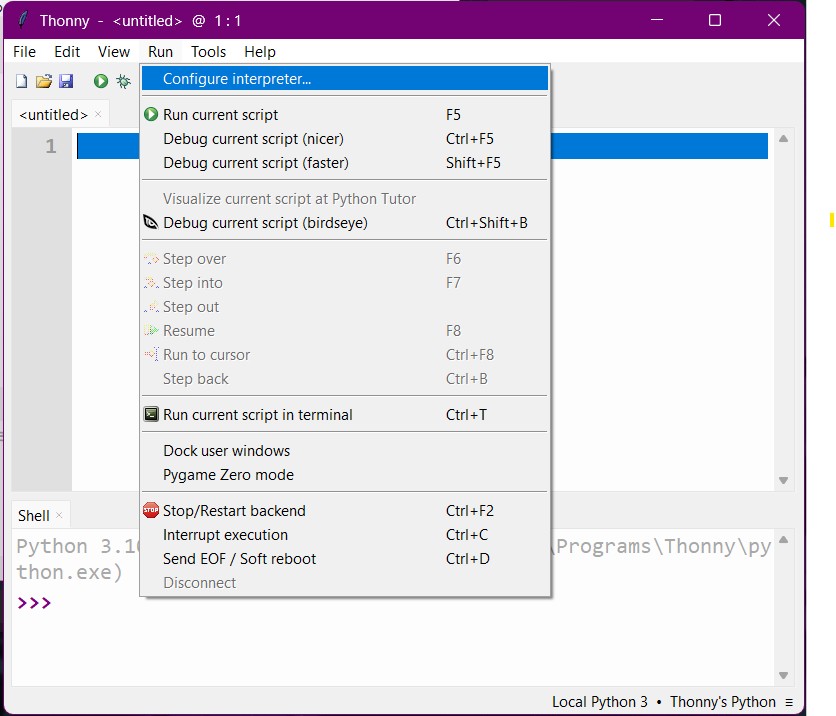 Thonny configuration
