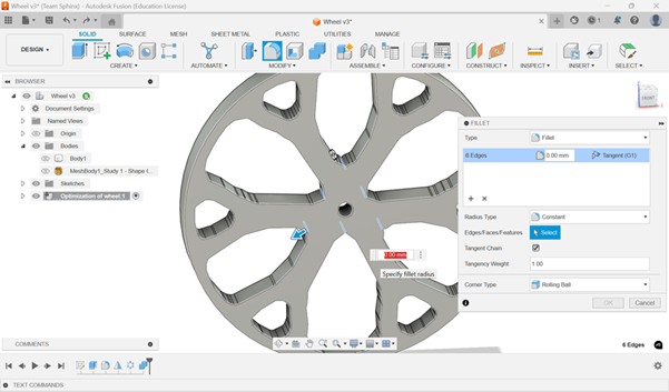 Fillet Inside Wheels