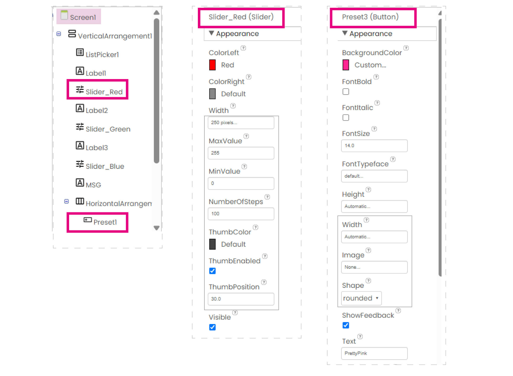 design settings