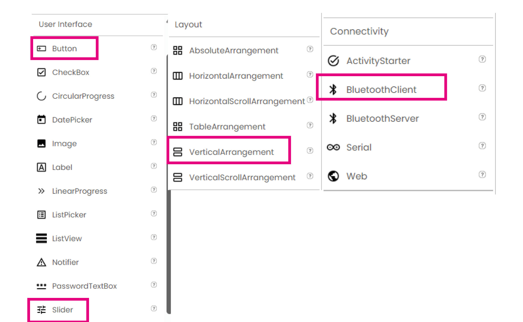 design settings
