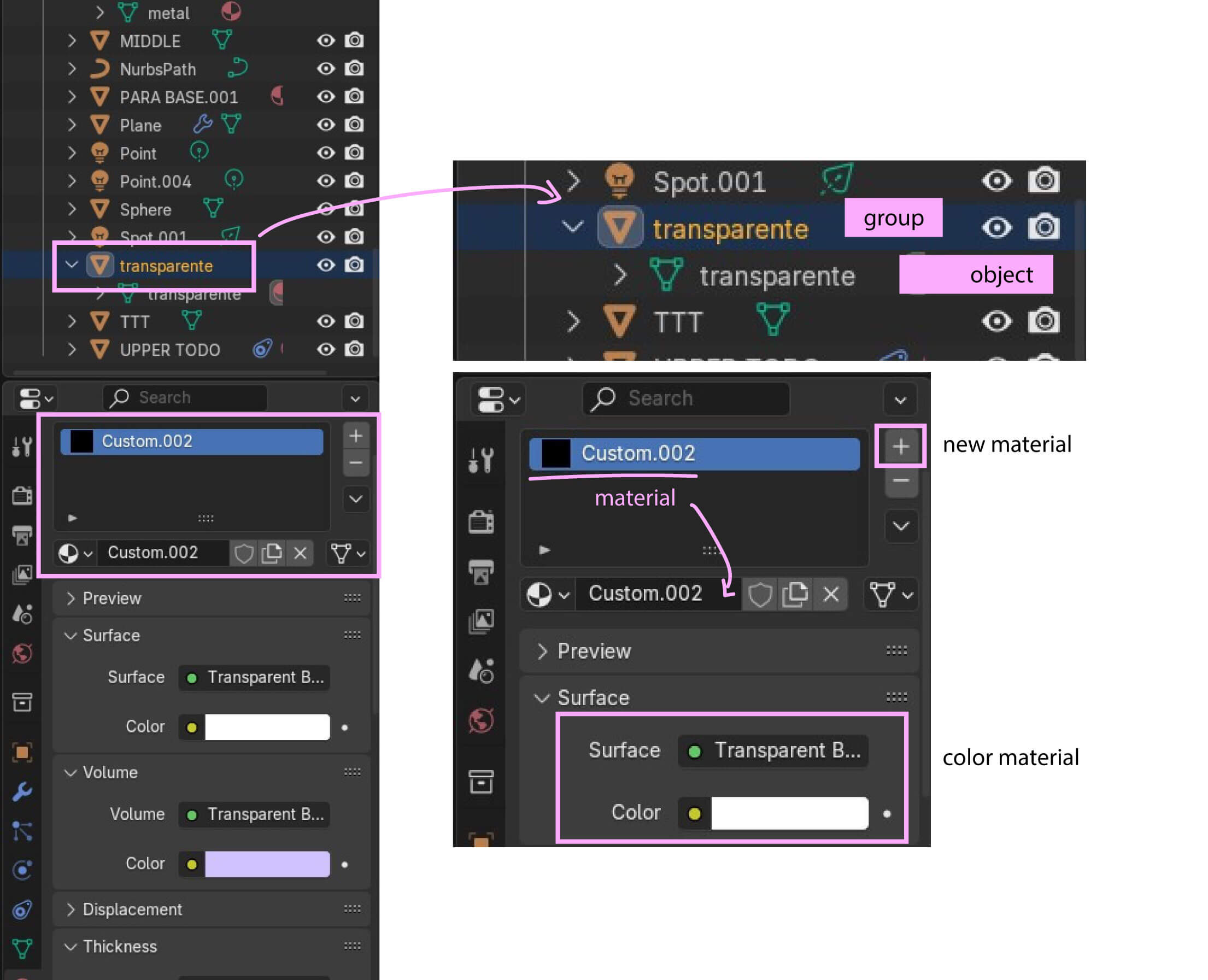 material settings