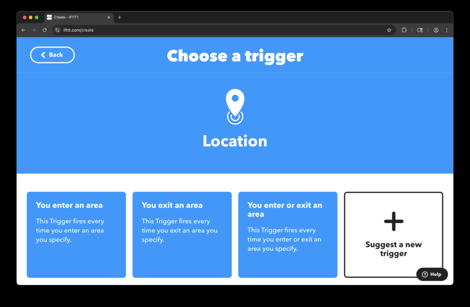 IFTTT Location Trigger Enter/Exit