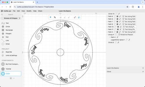 Prototype clock face design using Cuttle