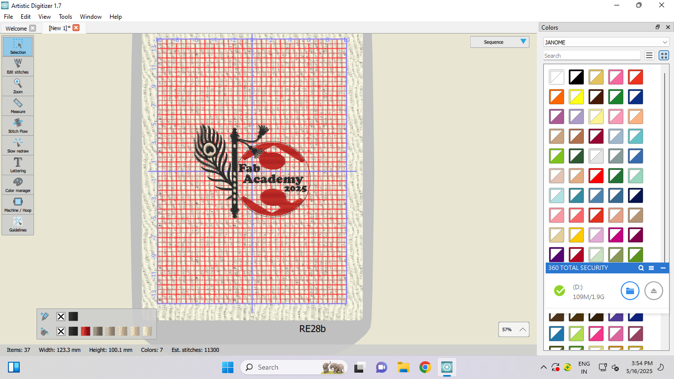 Preparing embroidery code