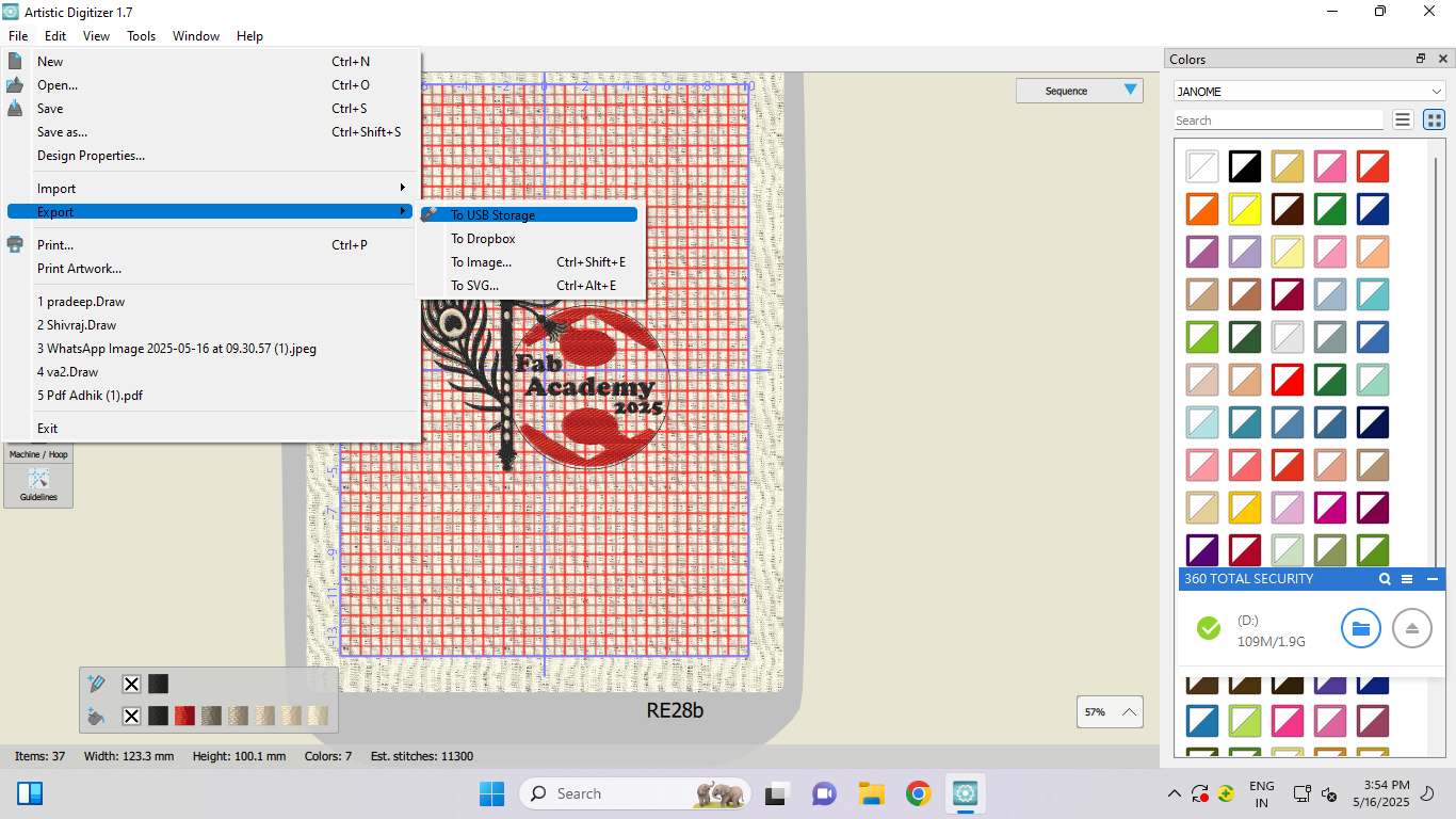 Exporting the design file