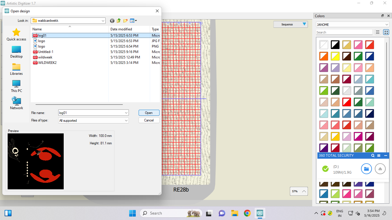 Selecting design from USB