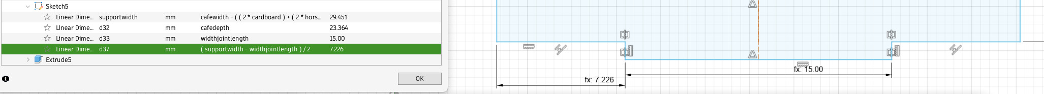 Width joint spacing