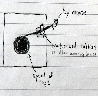 A sketch of the interior of the Cat Toy Launcher