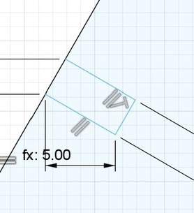 Screenshot of Autodesk Fusion: Showing the parallel tool in use on a rectangle and a triangle