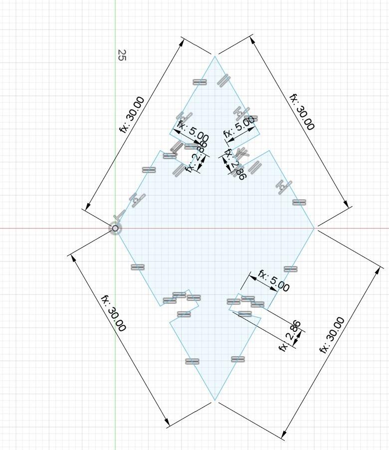 Screenshot of Autodesk Fusion: Showing mirrored triangle