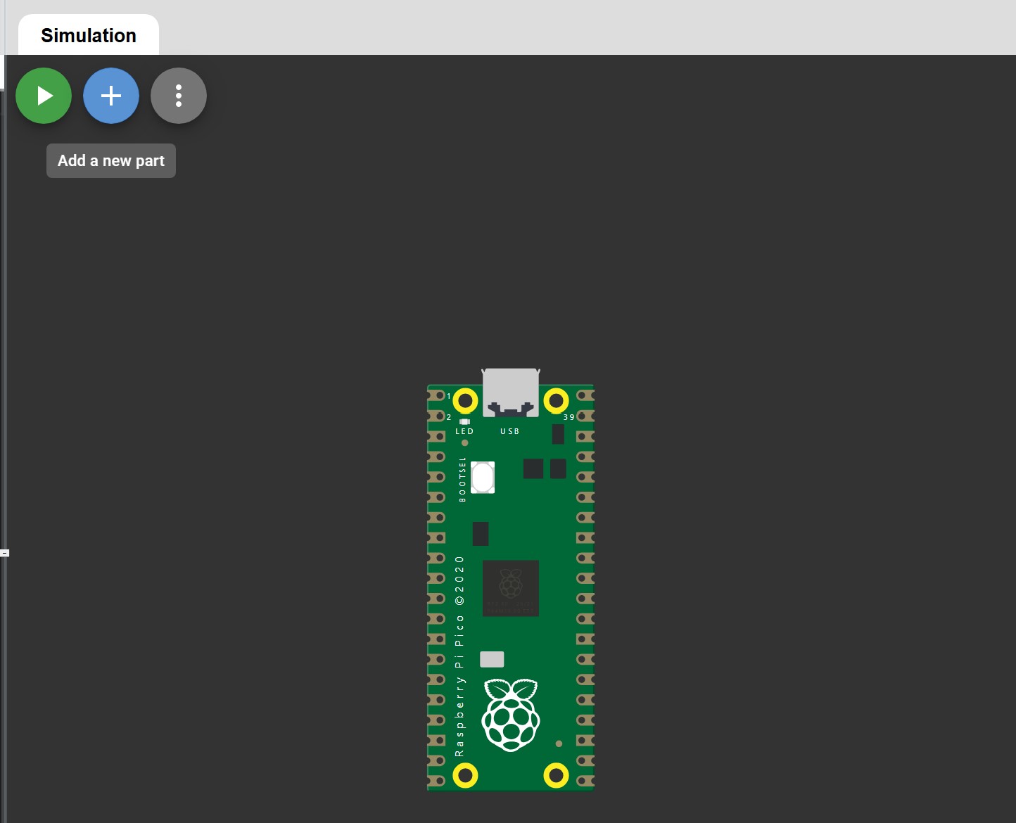 Wokwi Screenshot: Highlighting the new part button