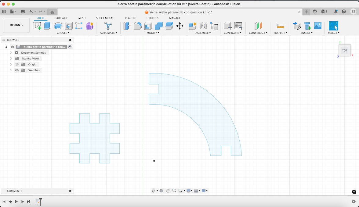 parametric finished sketch in Fusion 360