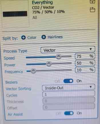 picture of power speed and force settings