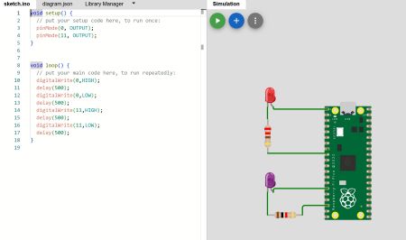 Picture of 2 LED Experiment with Code