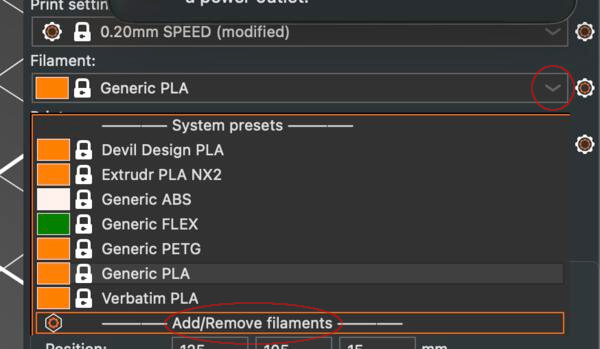PrusaSlicer set up screen