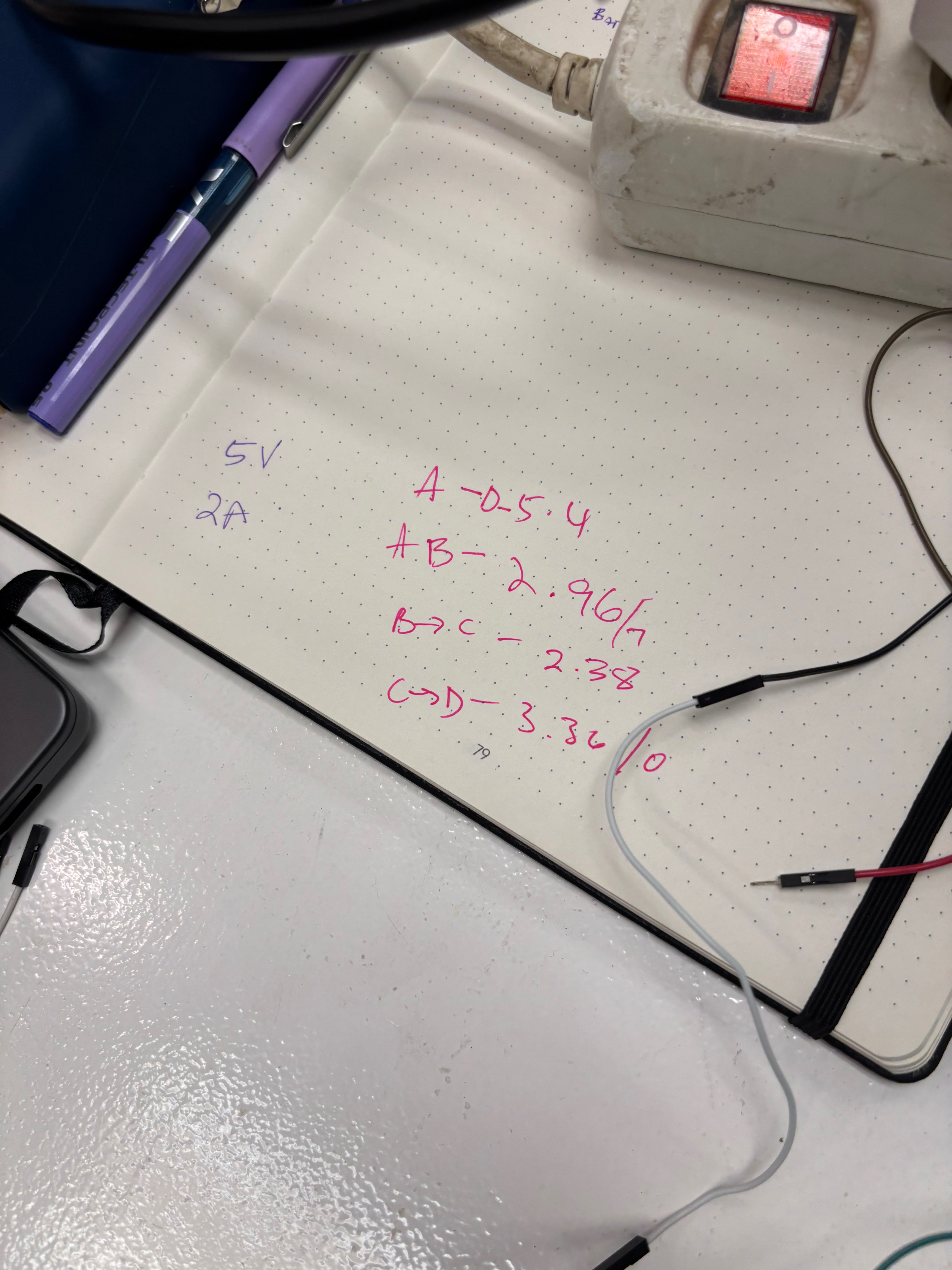 Notebook with voltage measurements