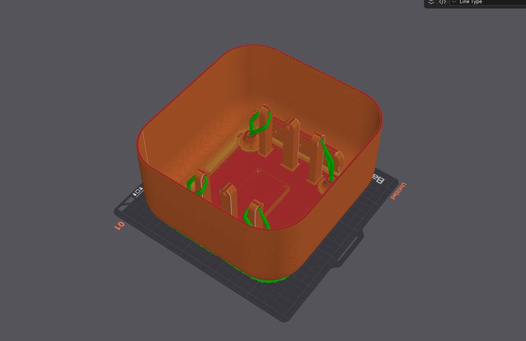 Bambu slicer showing the creature body positioned for printing