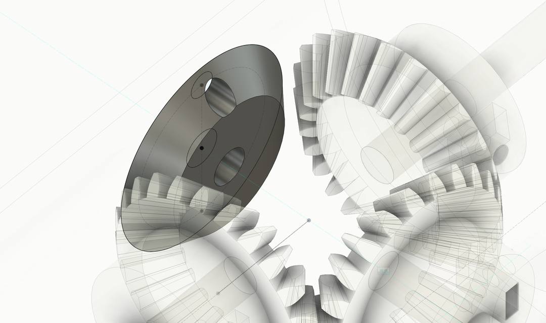 Fusion 360 model of two meshing bevel gears