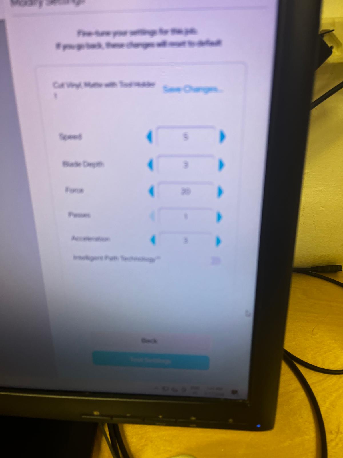 Vinyl cutter settings