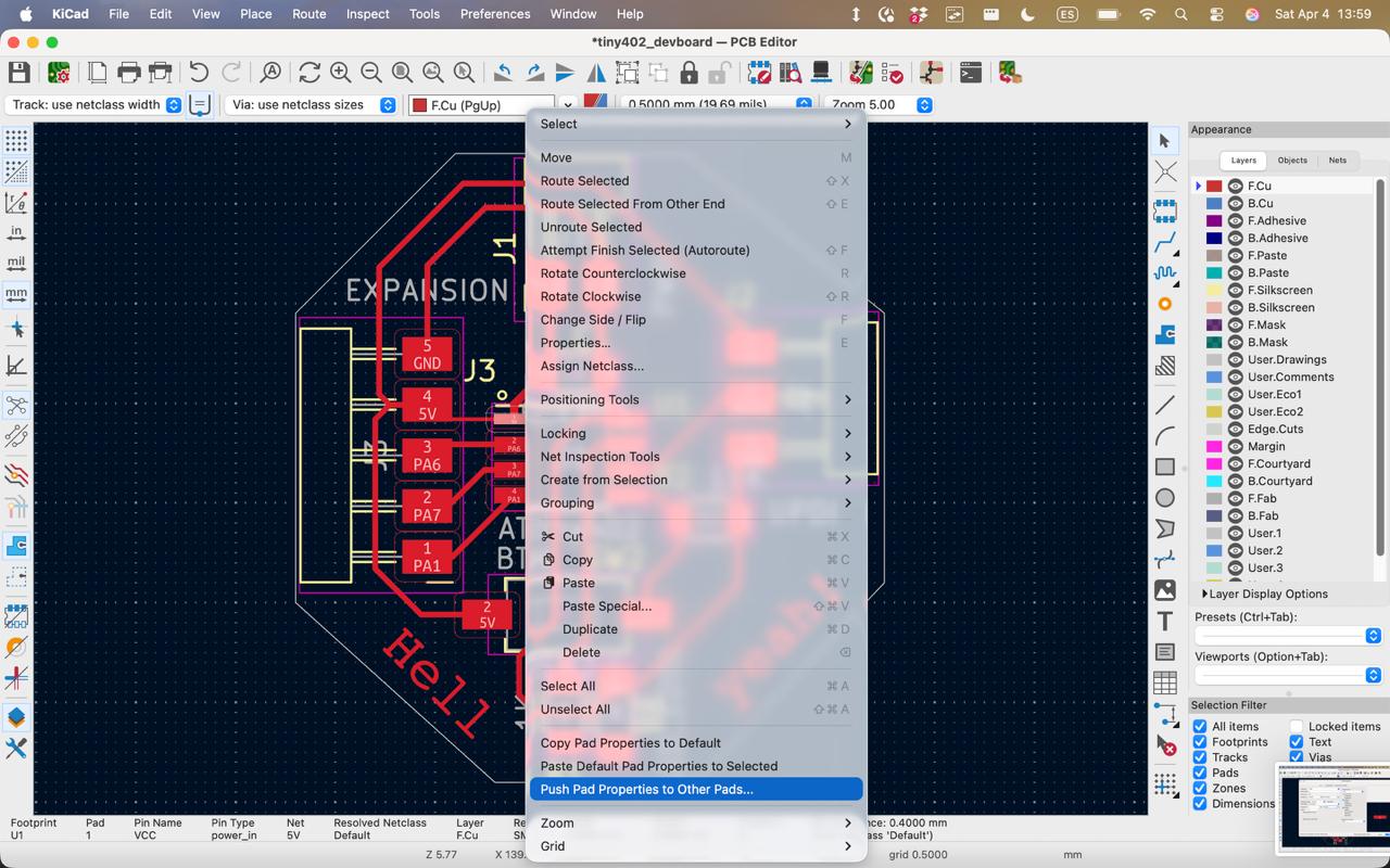 Final routed PCB