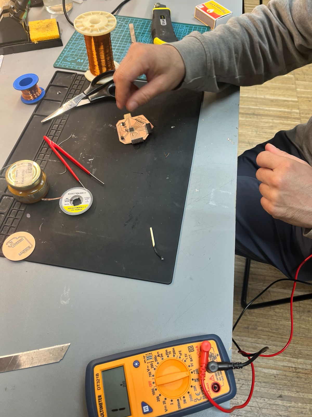 Testing rework wiring with multimeter