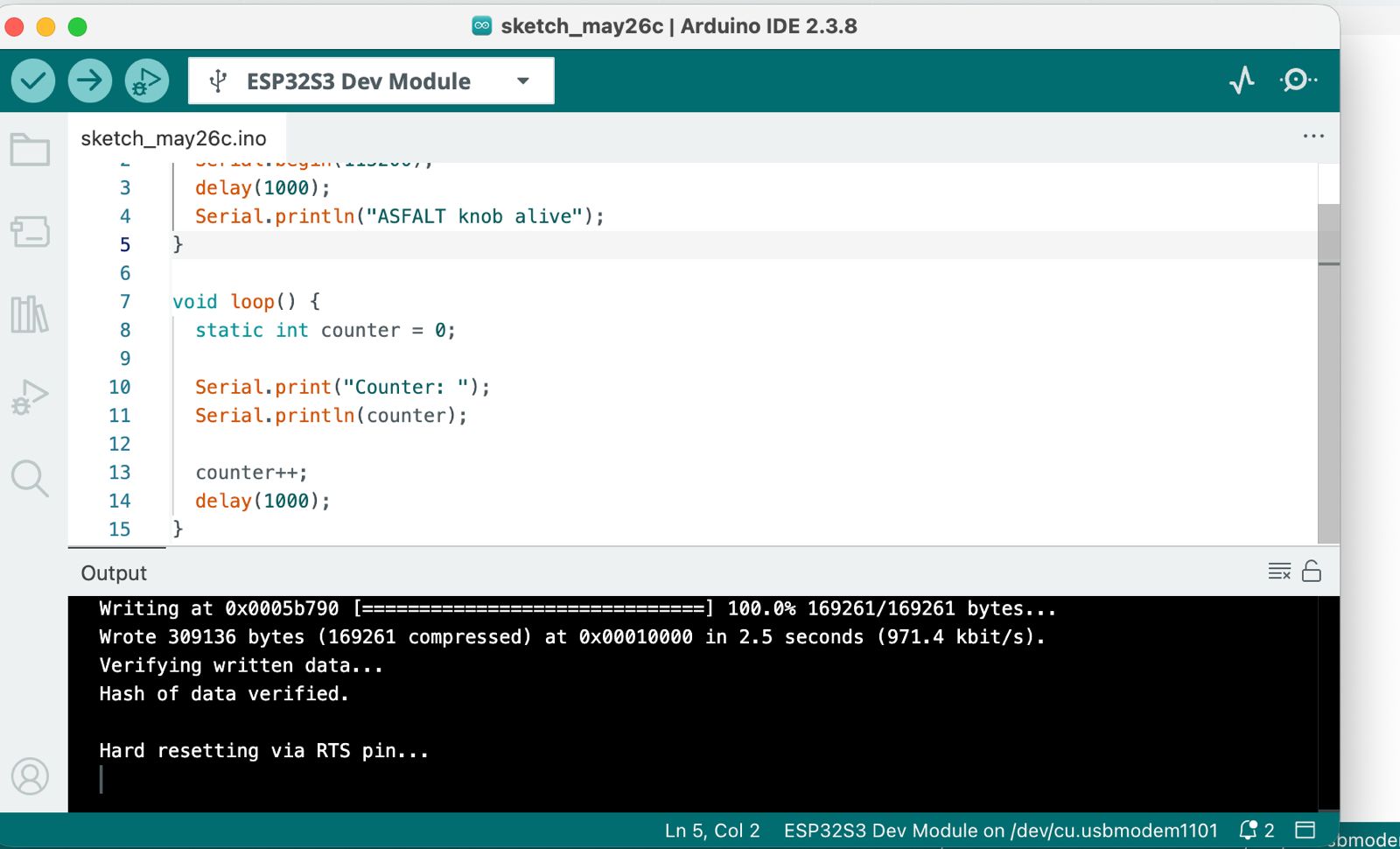 Basic serial communication test