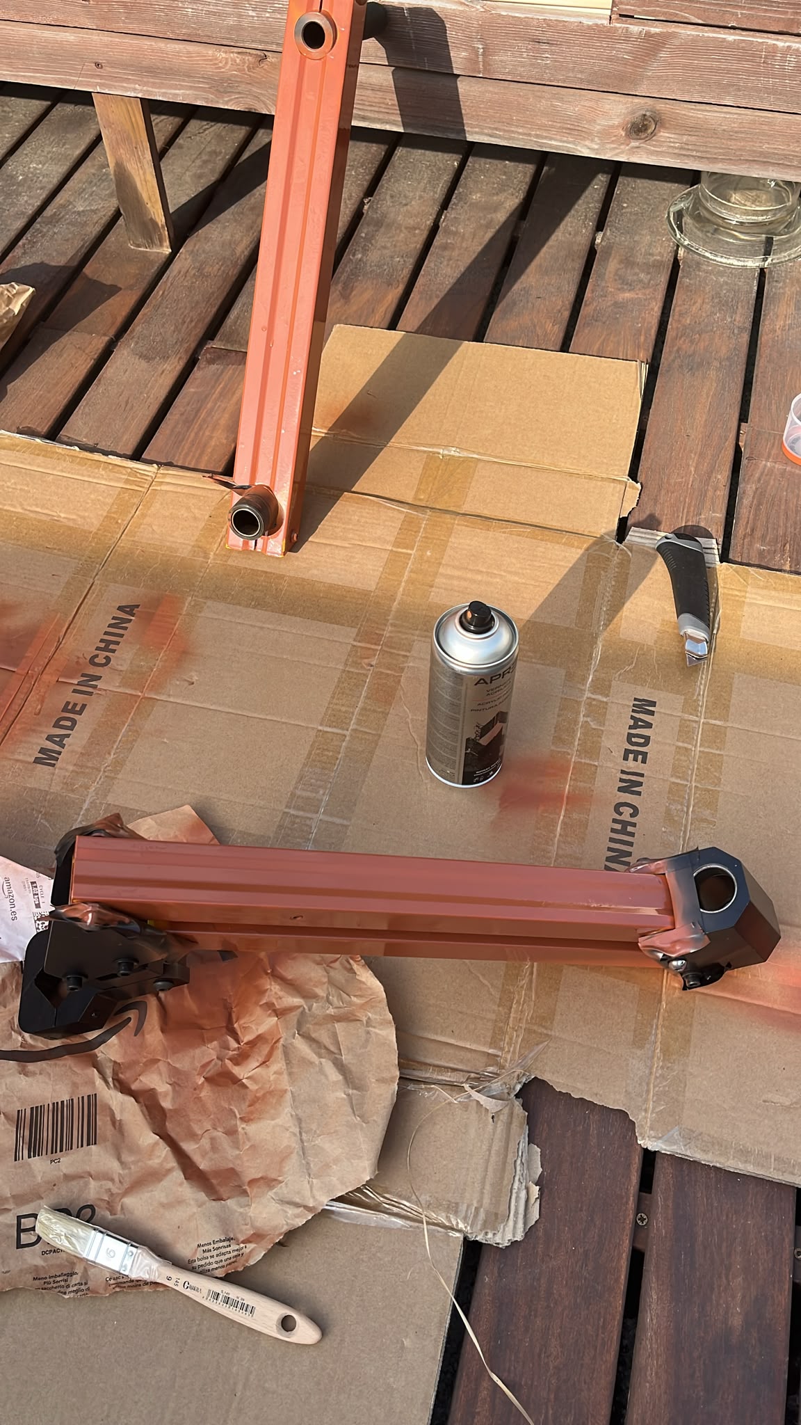 Painting structural arm components