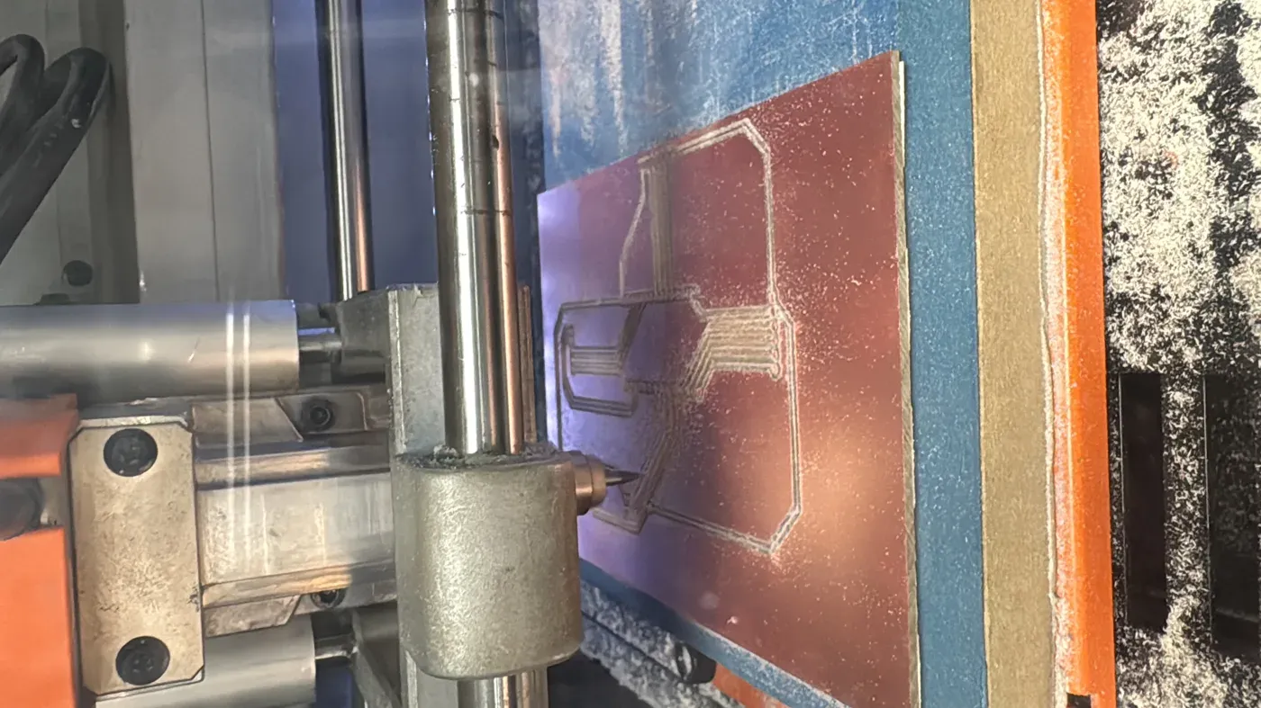The shield board being milled on the Roland SRM-20