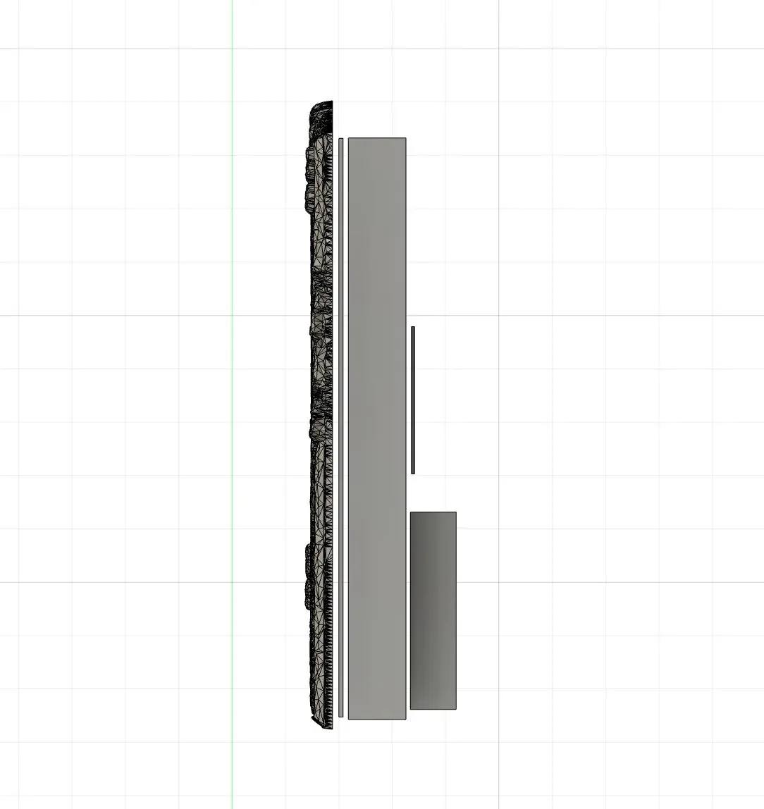 Side profile showing the layered stack-up of frame, monitor and mini PC