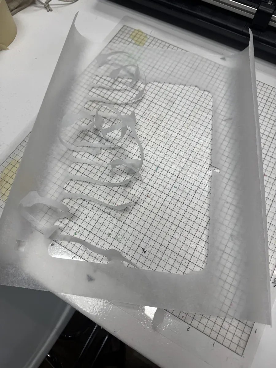 Cut parchment paper showing channel pattern