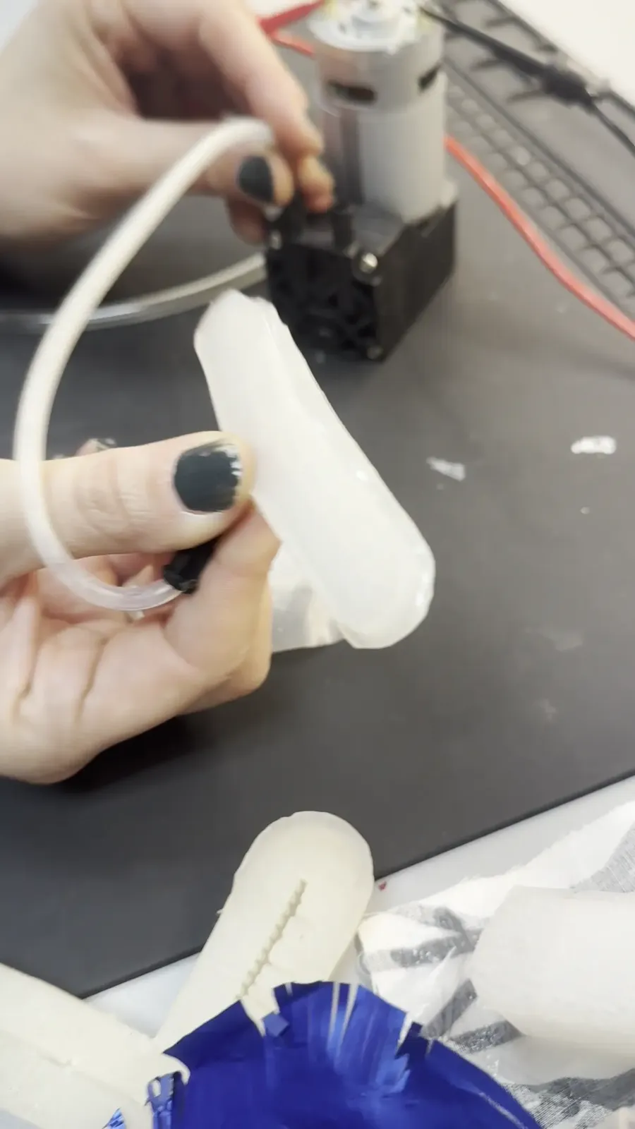 Small silicone actuator with tubing
