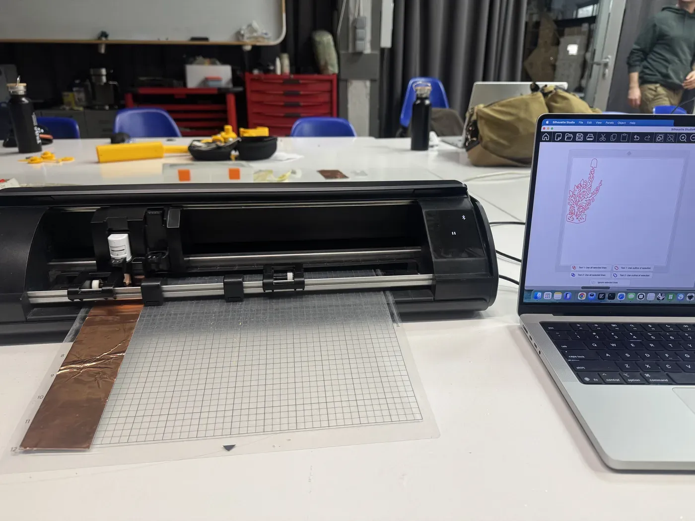 Vinyl cutter with copper tape
