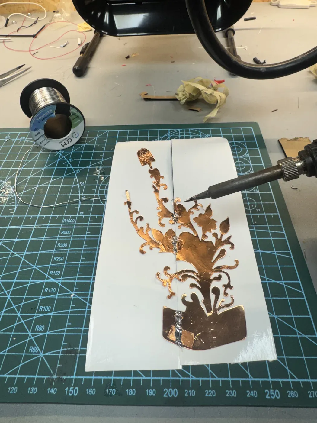 Soldering the copper tape