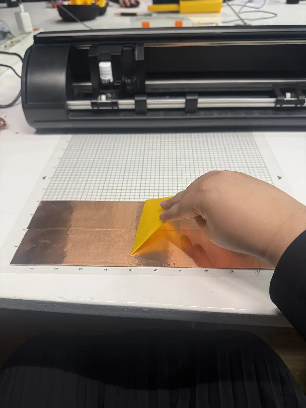 Squeegeeing copper tape