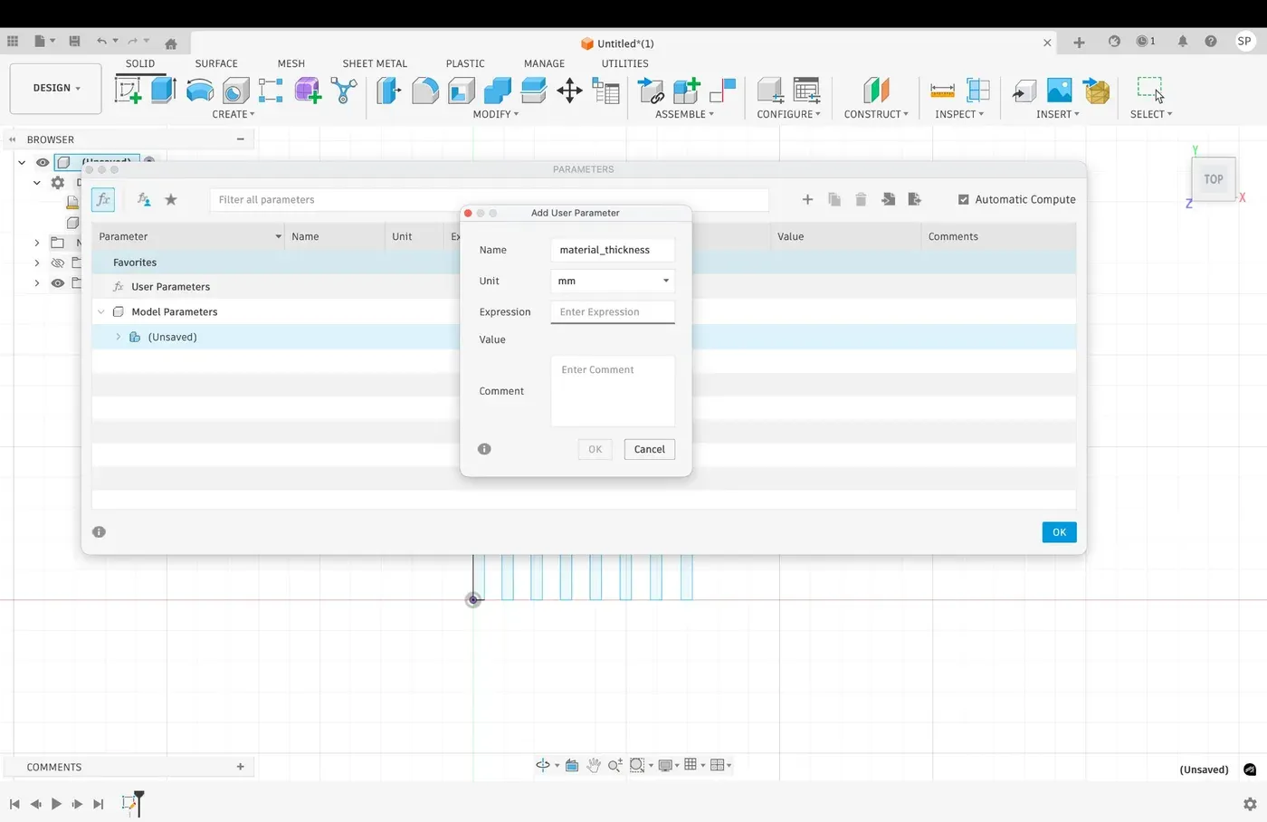 Fusion parameter dialog