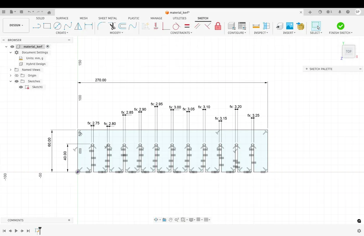 Parametric comb design