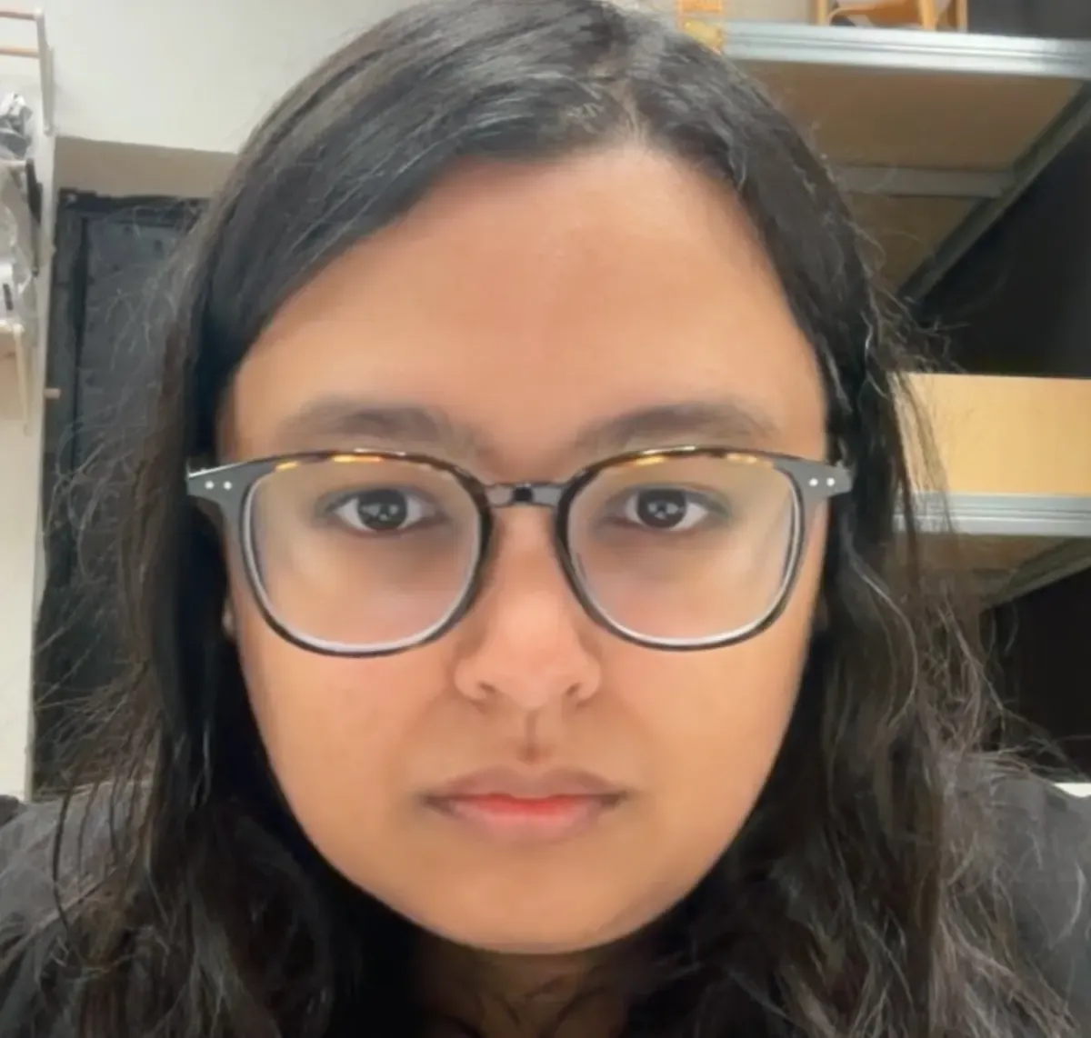 Maya's Mirror variation 1 with glasses showing face mesh tracking