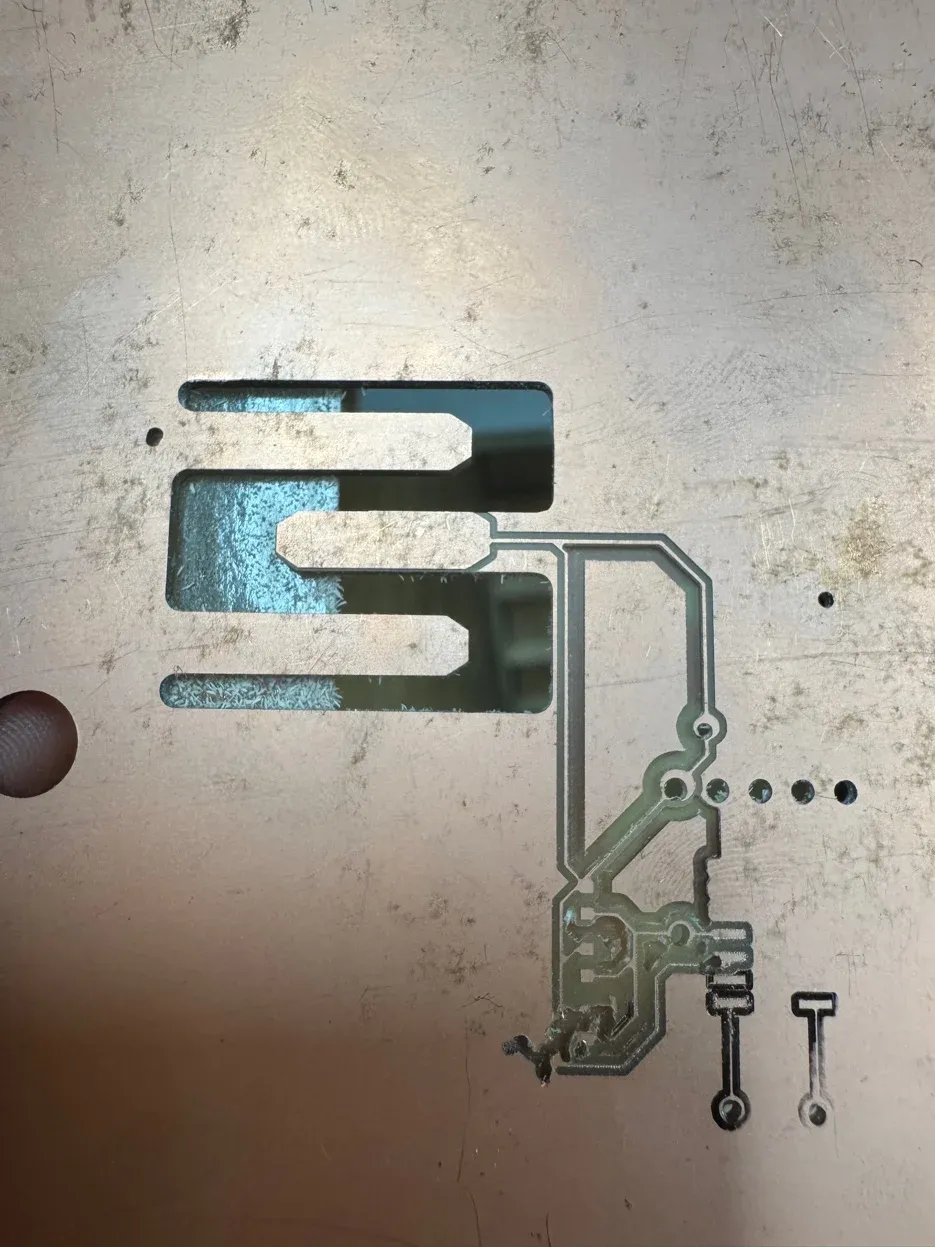 Failed back copper cut, traces misaligned