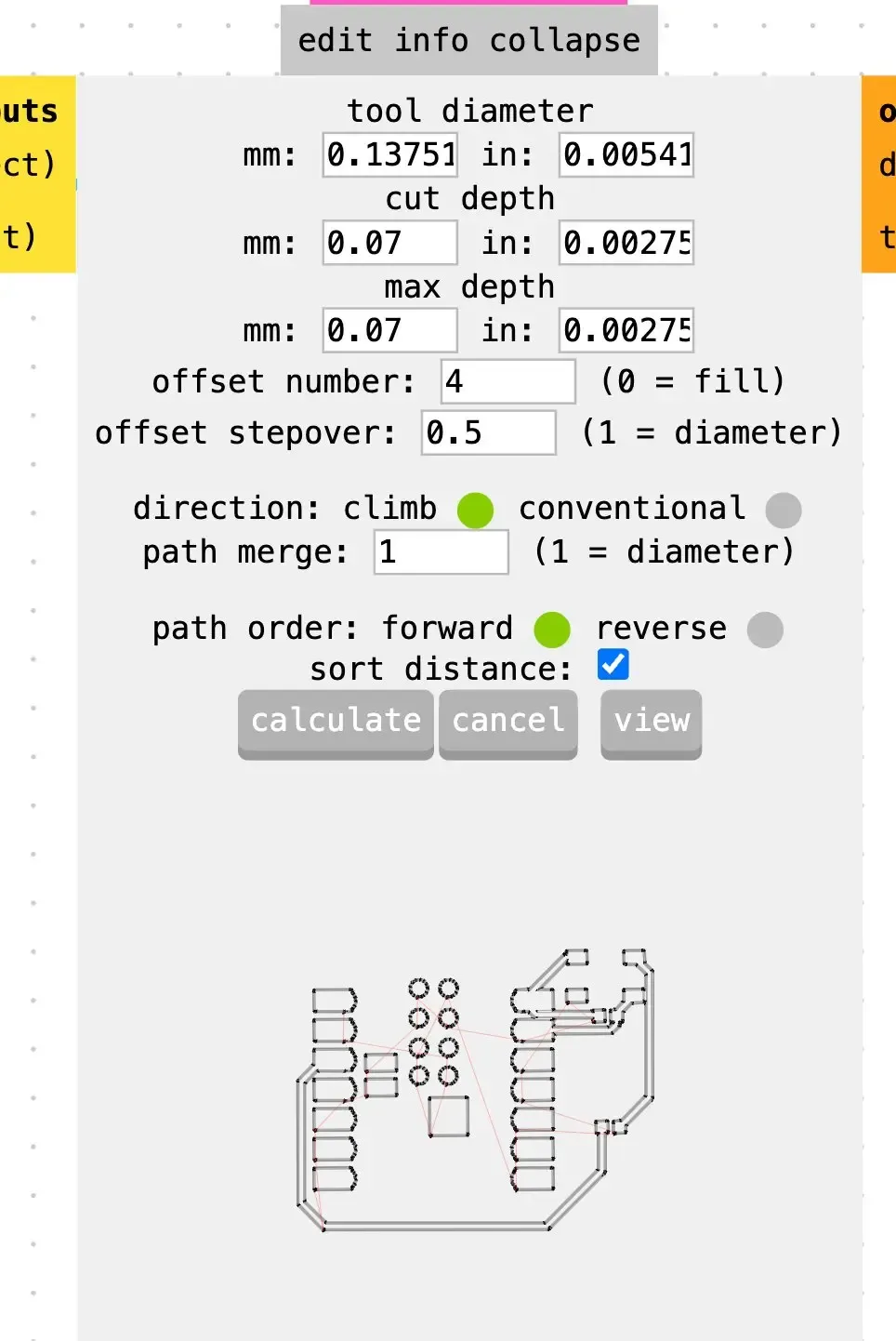 Mill raster 2D node, toolpath preview