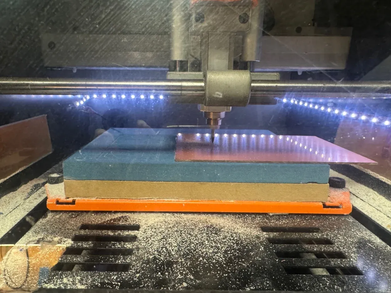 SRM-20 V-bit on cellulose stock, copper dust forming