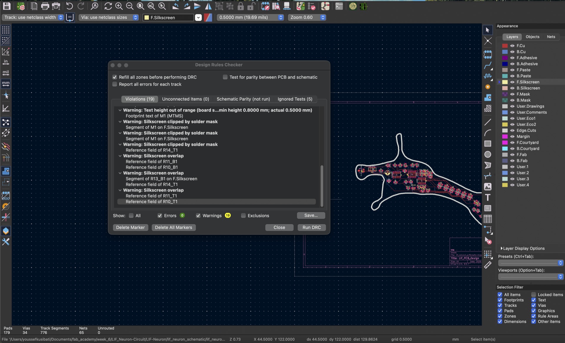KiCad DRC Settings