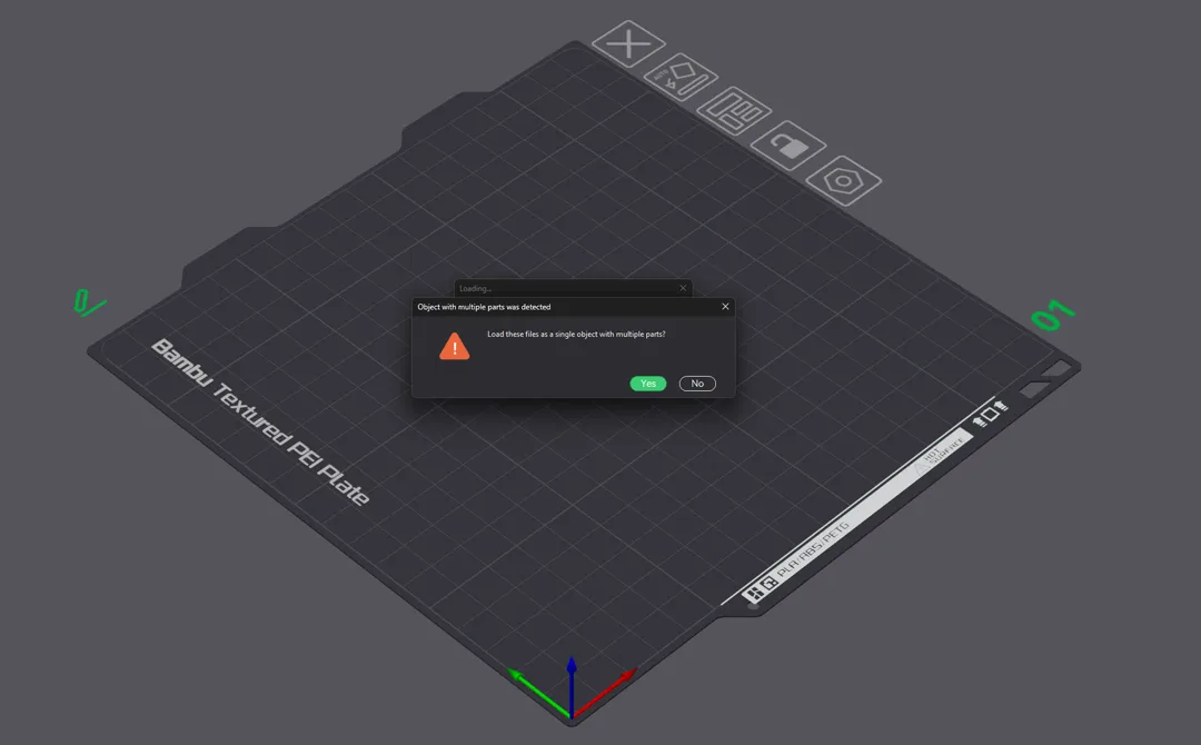 Loading both exported parts into the slicer as a single object